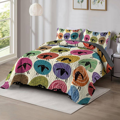 Shineful All Season Quilt 3-Piece Set Colorful Sheep