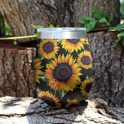 Shineful Wine Tumbler Brilliant Sunflowers