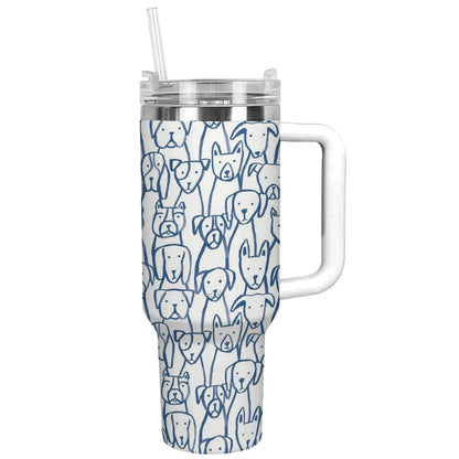 Dog 40 Oz Shineful™ Tumbler Cute Dogs Lk8 White 40Oz