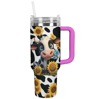 Cow 40 Oz Shineful™ Tumbler With Sunflowers Lk8 Hot Pink 40Oz