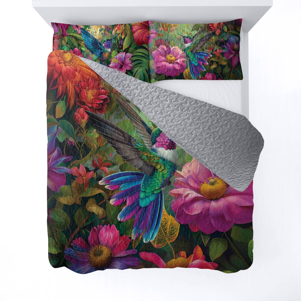 Shineful All Season Quilt 3-Piece Set Floral Hummingbird