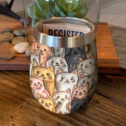 Shineful Wine Tumbler Cat Adorable Cats