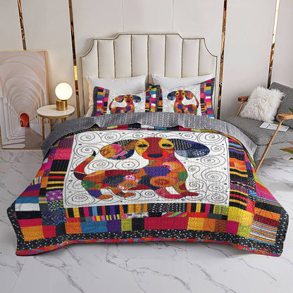 Shineful All Season Quilt 3-Piece Set Colorful Dachshund