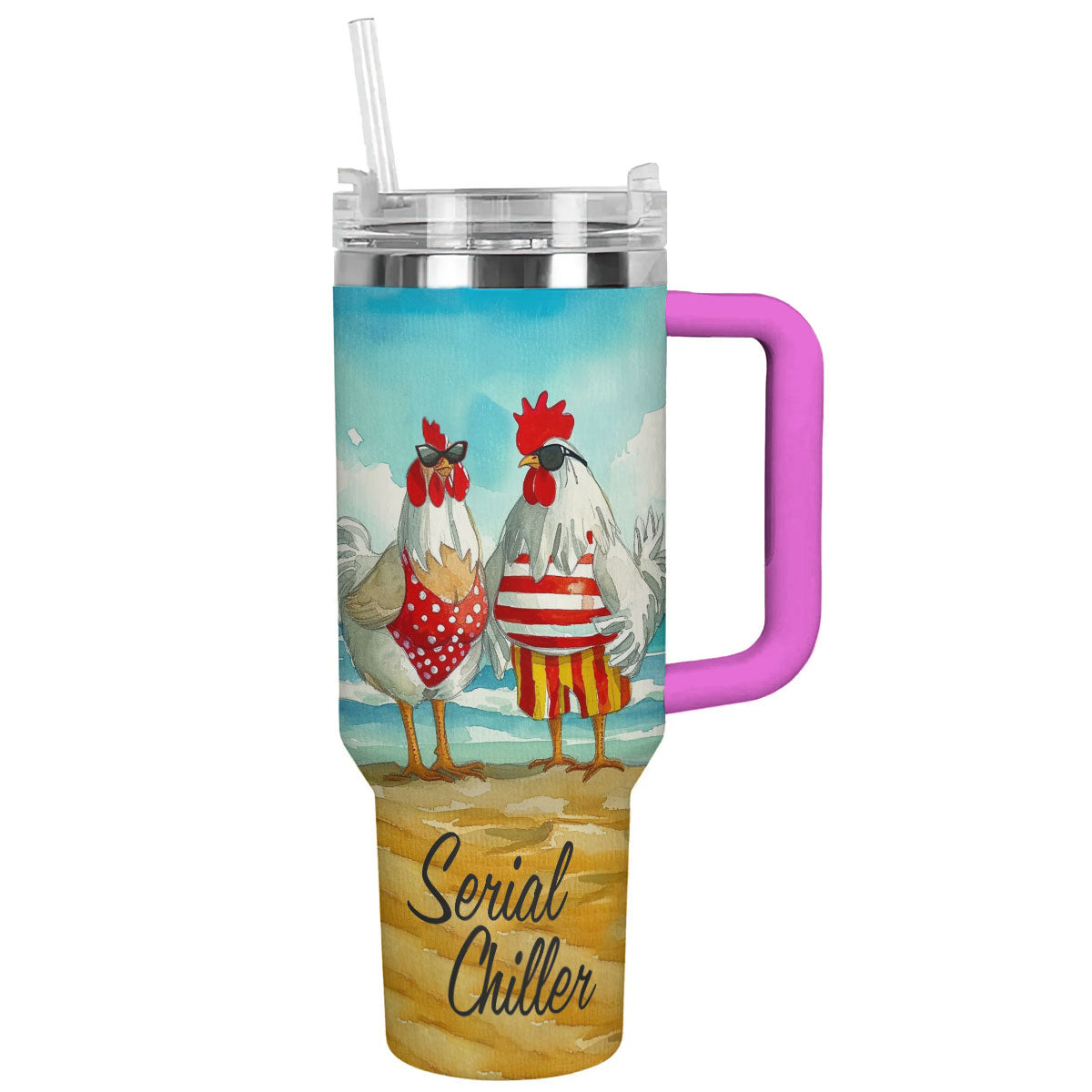 Chicken 40 Oz Shineful™ Tumbler Serial Chillers Lk8 Hot Pink 40Oz