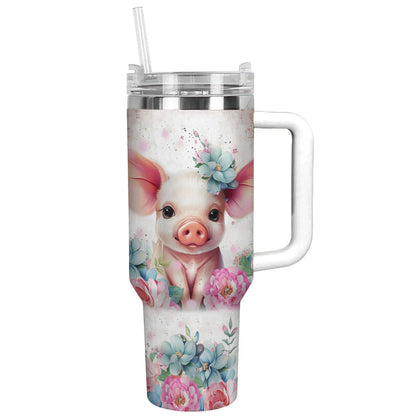 Pig 40 Oz Shineful™ Tumbler Floral Lk8 White 40Oz