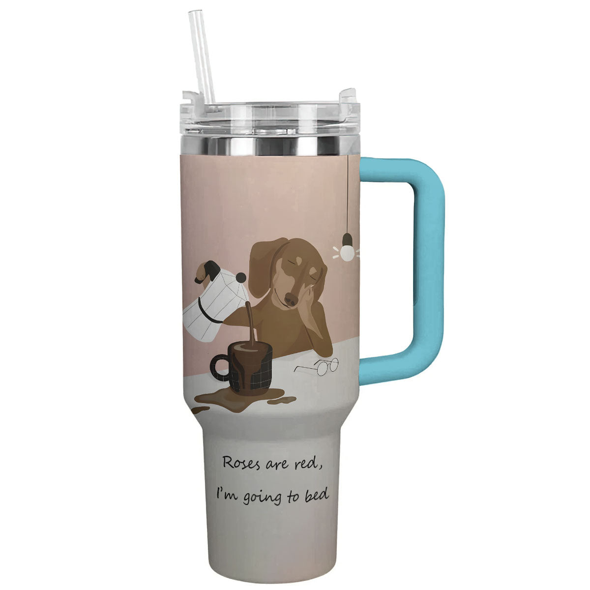 Dog 40 Oz Shineful™ Tumbler Sleepy Dachshund Lk8 Sky Blue 40Oz