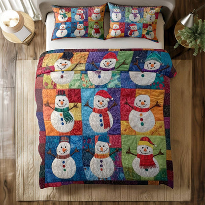 Shineful All Season Quilt 3-Piece Set Snowman Friends