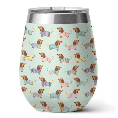 Dog 12 Oz Shineful™ Wine Tumbler Colorful Dachshunds Lk8 12Oz