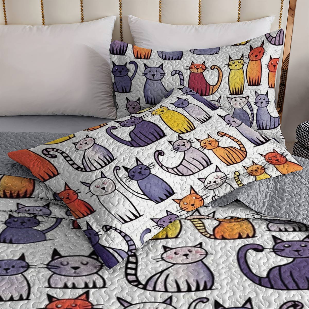 Shineful All Season Quilt 3-Piece Set Naughty Cats