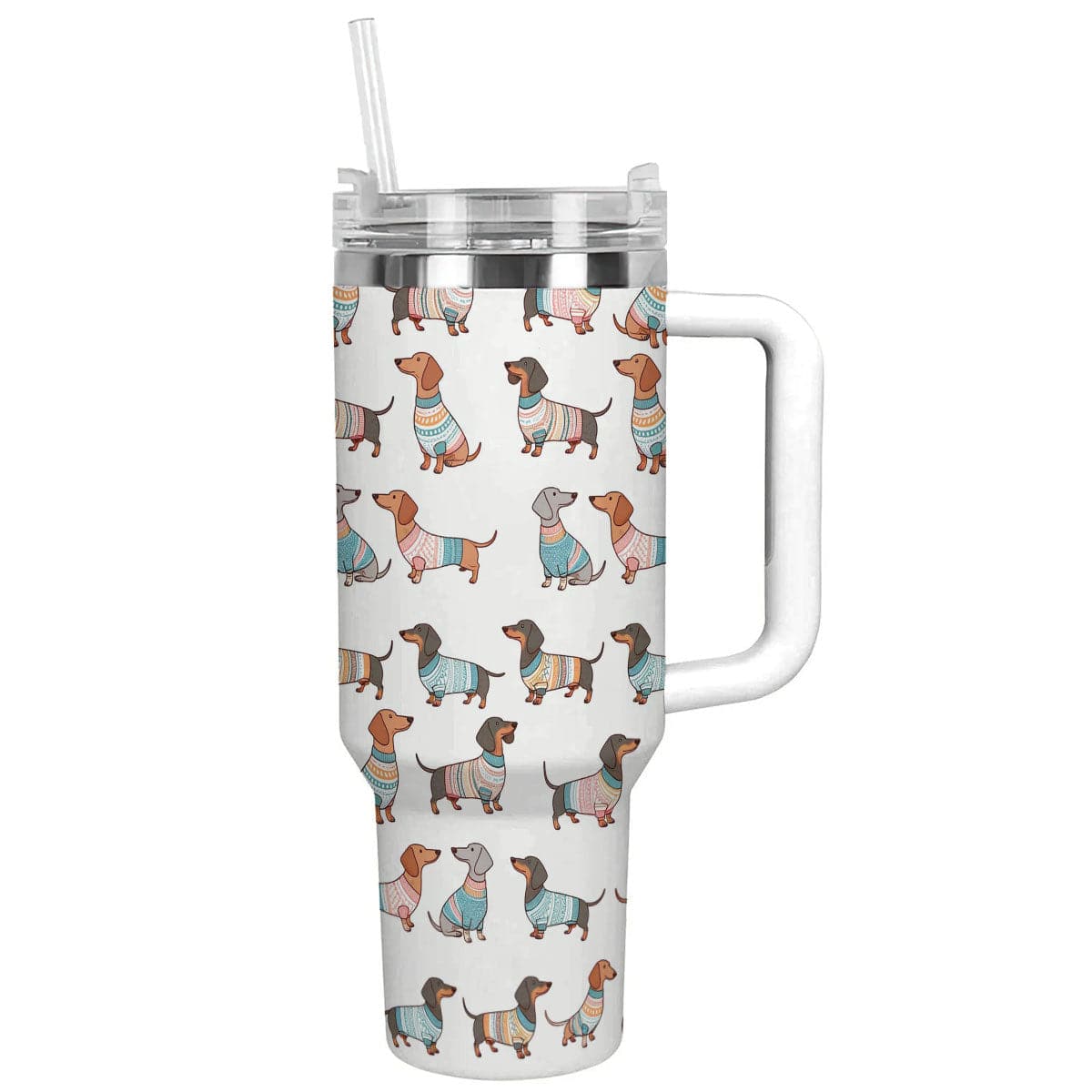 Dog 40 Oz Shineful™ Tumbler Playful Dachshunds Lk8 White 40Oz