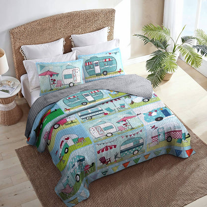 Shineful All Season Quilt 3-teiliges Set Bunte Campervans 