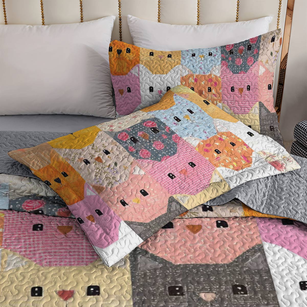 Shineful All Season Quilt 3-Piece Set Cat Blocks