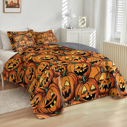 Shineful All Season Quilt 3-Piece Set Jack-o'-Lantern Nights