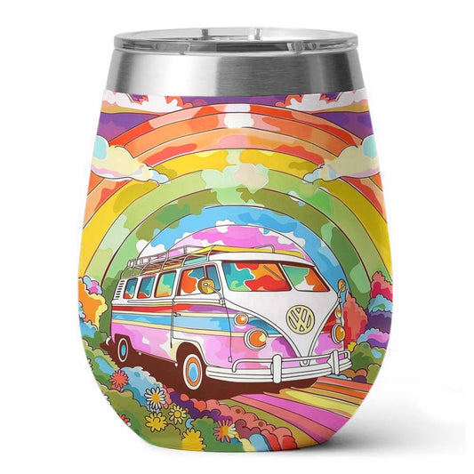 Glänzender Weinbecher Rainbow Hippie Van