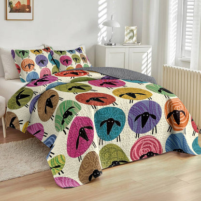 Shineful All Season Quilt 3-Piece Set Colorful Sheep