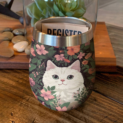 Shineful Wine Tumbler Floral Cat