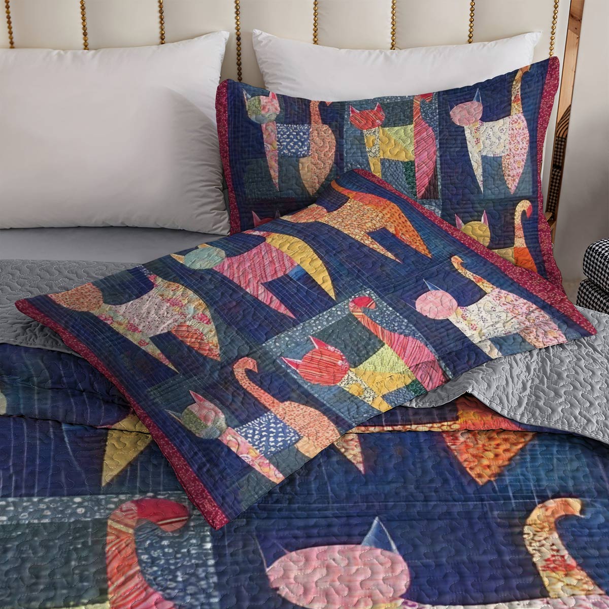 Shineful All Season Quilt 3-Piece Set Fancy Cats