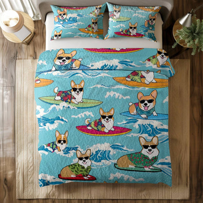 Shineful All Season Quilt 3-Piece Set Corgi Vacation