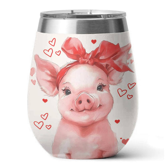 Pig 12 Oz Shineful™ Wine Tumbler Lovely Lk8 12Oz