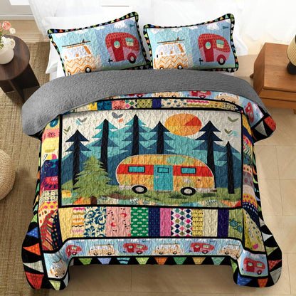 Shineful All Season Quilt 3-Piece Set Retro Camping