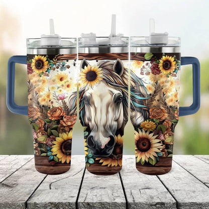 Shineful Tumbler Floral Horse Ver4