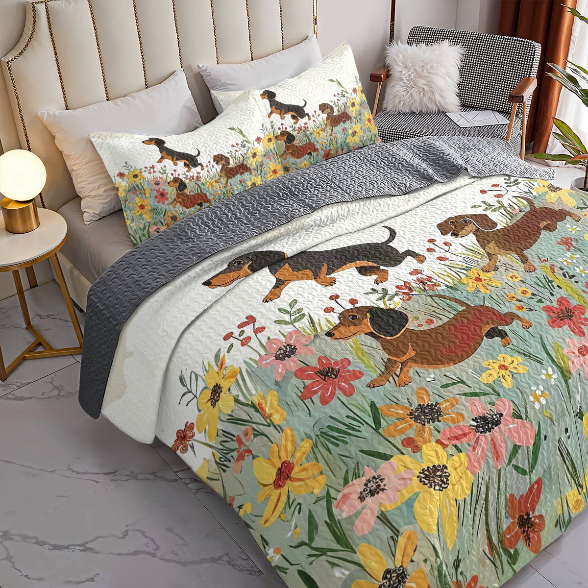 Shineful All Season Quilt 3-Piece Set Dachshund Delight