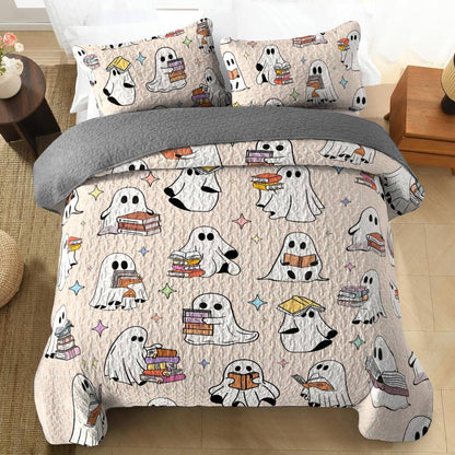 Shineful All Season Quilt 3-Piece Set Ghost Reading