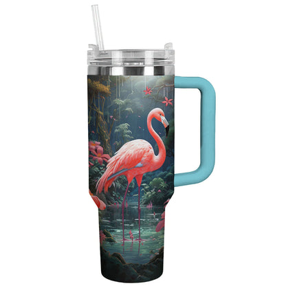 Flamingo 40 Oz Shineful™ Tumbler With Hibiscus Lk8 Sky Blue 40Oz