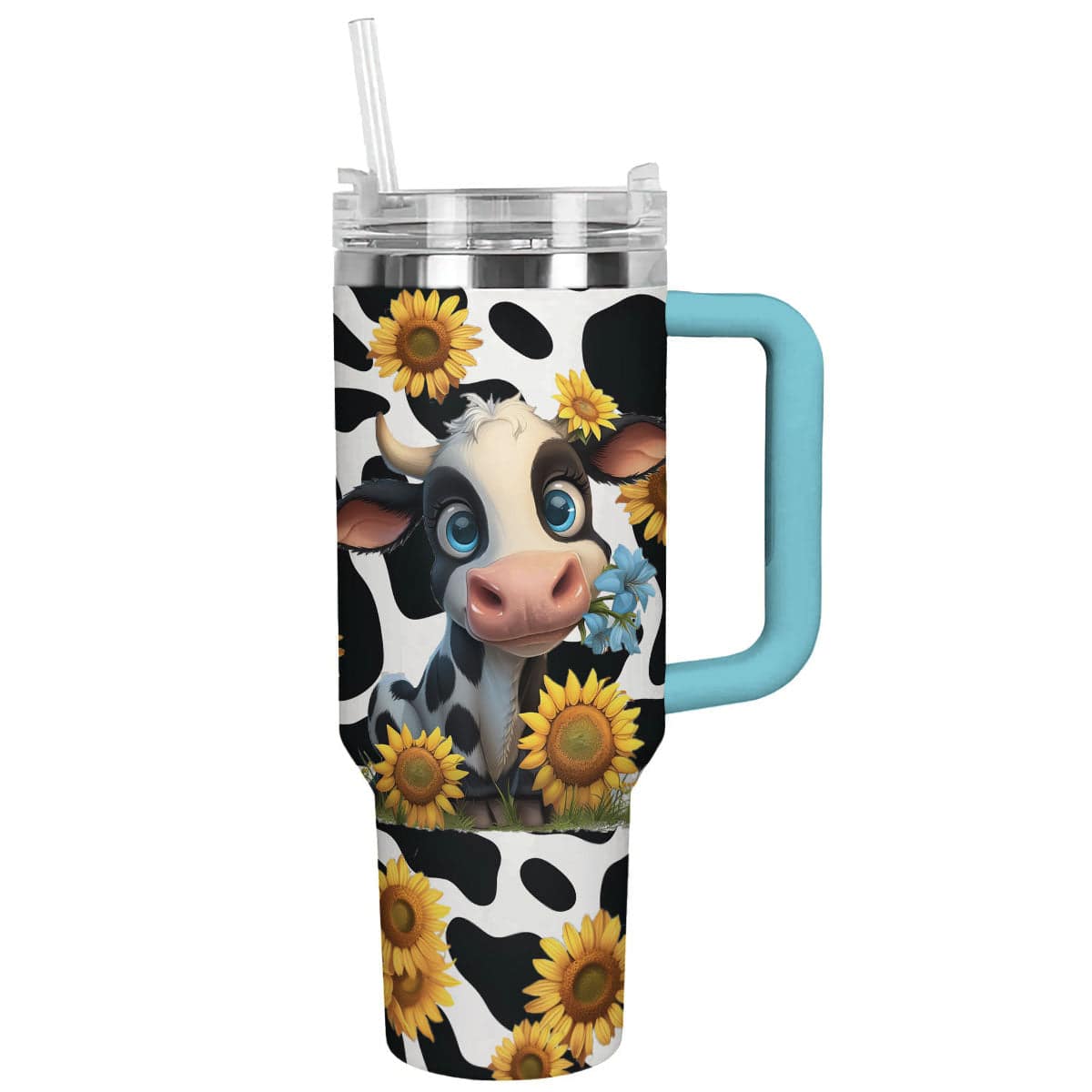 Cow 40 Oz Shineful™ Tumbler With Sunflowers Lk8 Sky Blue 40Oz