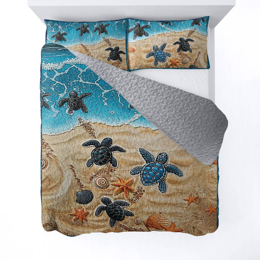 Shineful All Season Quilt 3-Piece Set Sea Turtle Vacation