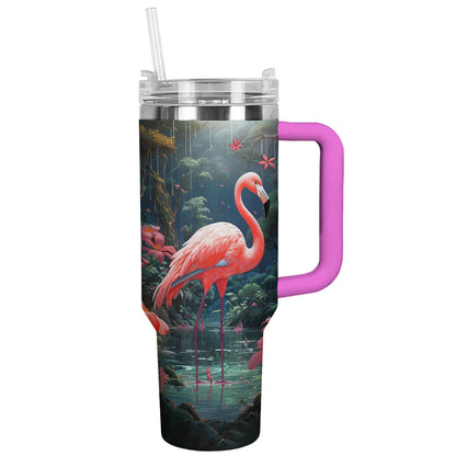 Flamingo 40 Oz Shineful™ Tumbler With Hibiscus Lk8 Hot Pink 40Oz