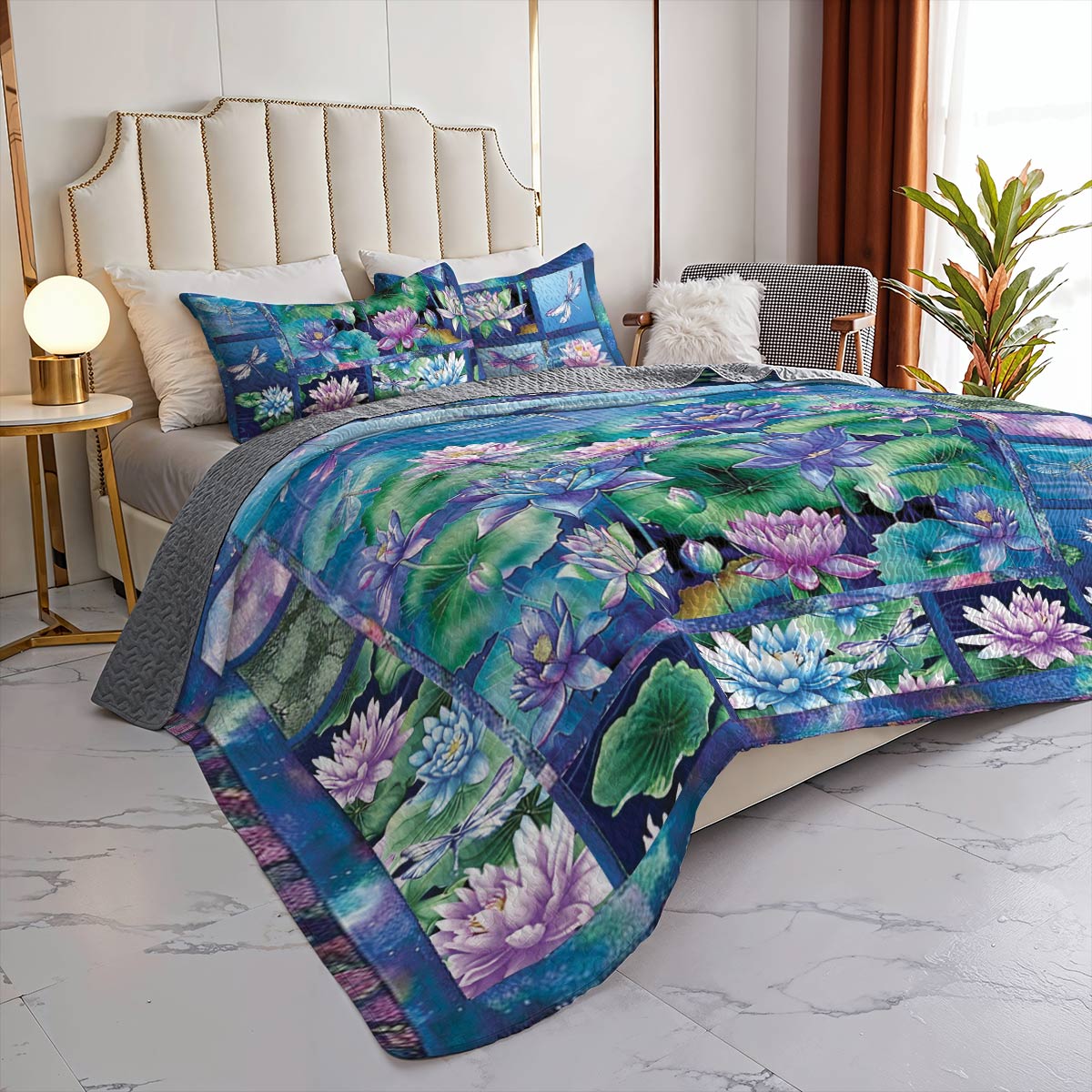 Shineful All Season Quilt 3-Piece Set Lilypad Serenity