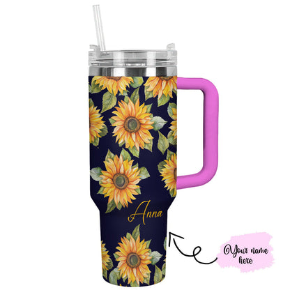 Sunflower 40 Oz Personalized Shineful™ Tumbler Lk8 Hot Pink 40Oz