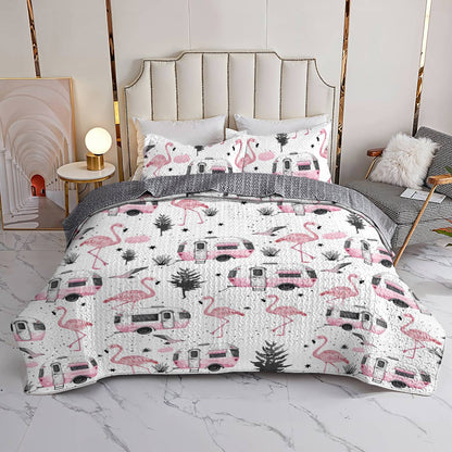 Shineful All Season Quilt 3-Piece Set Flamingo Trip