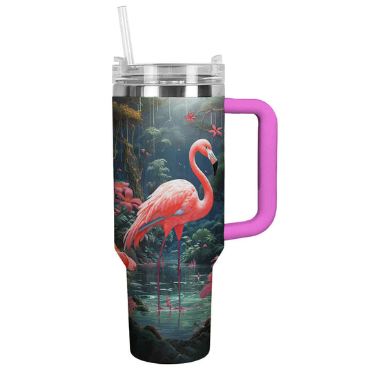 Flamingo 40 Oz Shineful™ Tumbler With Hibiscus Lk8 40Oz