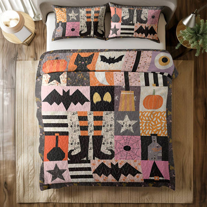 Ensemble de courtepointe toutes saisons Shineful 3 pièces Patchwork d'Halloween