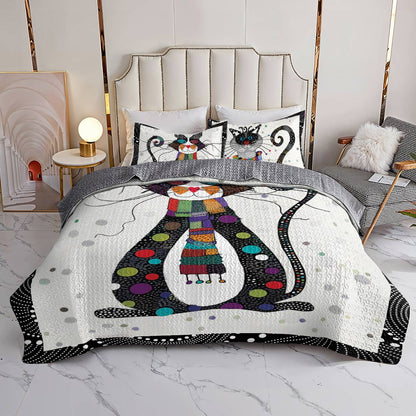 Shineful All Season Quilt 3-Piece Set Funny Cat