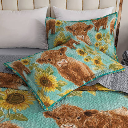 Shineful All Season Quilt 3-Piece Set Sunflower Cow