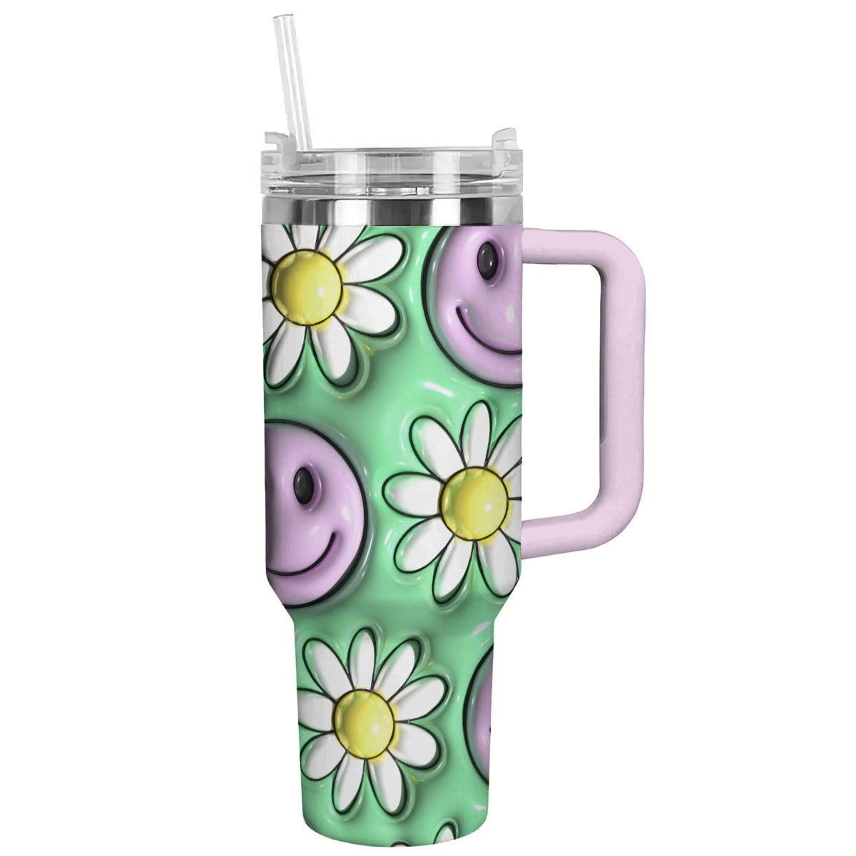 Retro 40 Oz Shineful™ Tumbler Smiling Daisies Lk8 Light Pink 40Oz