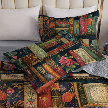 Shineful All Season Quilt 3-teiliges Set Vintage Bücherregal