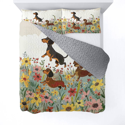 Shineful All Season Quilt 3-Piece Set Dachshund Delight