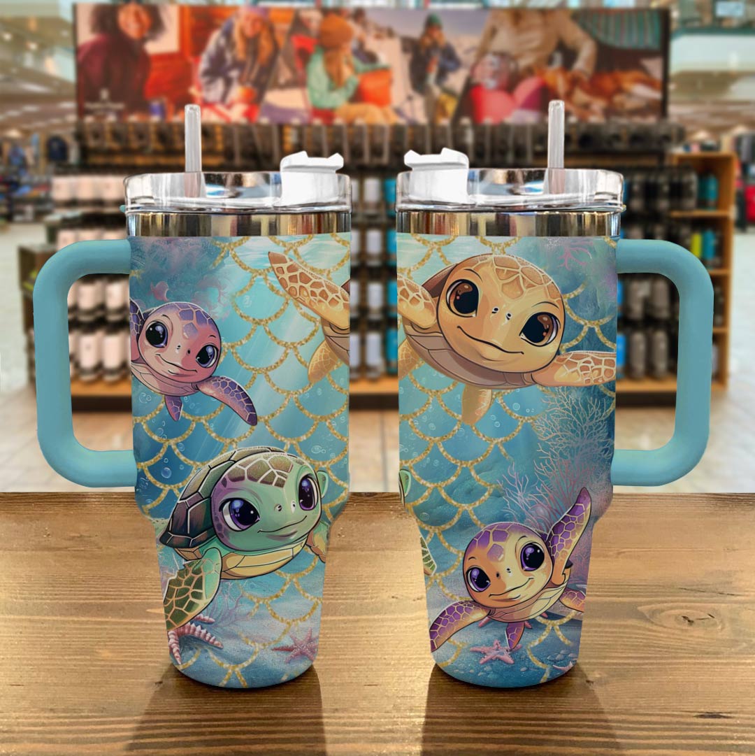 Sea Turtle 40 Oz Shineful™ Tumbler Happy Lk8 Sky Blue 40Oz