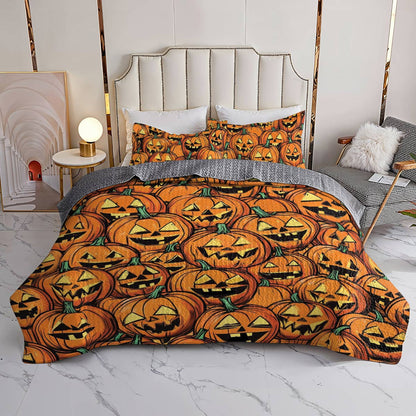 Shineful All Season Quilt 3-Piece Set Jack-o'-Lantern Nights