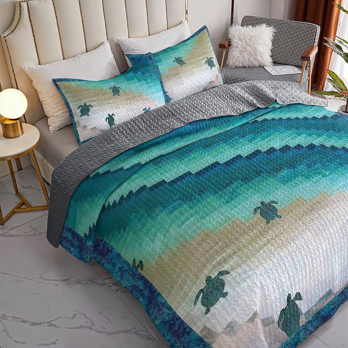 Shineful All Season Quilt 3-Piece Set Sea Turtle Journey