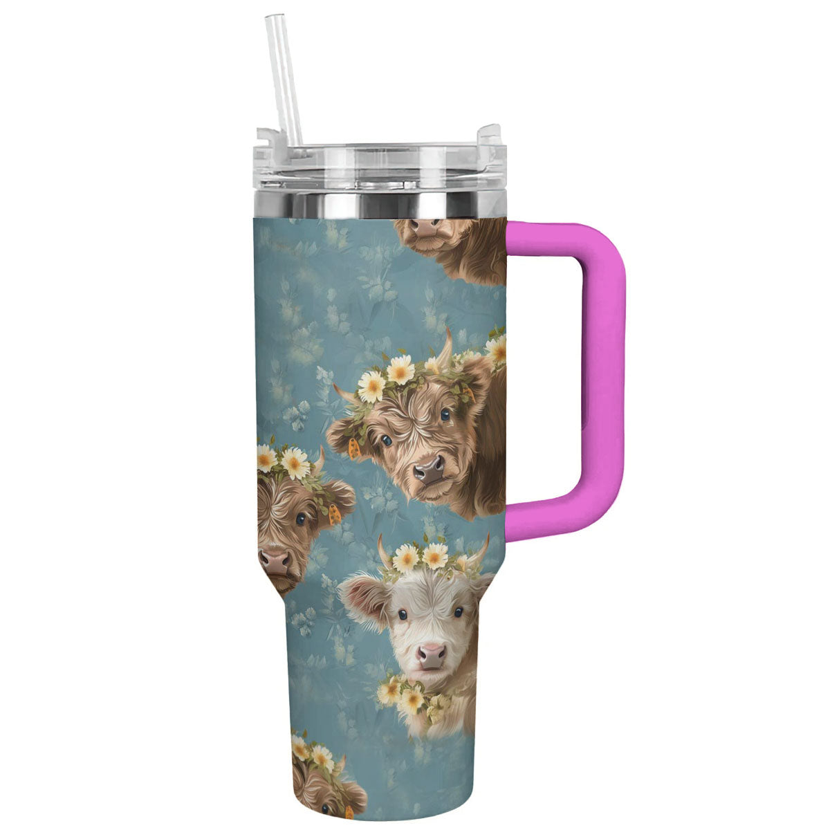 Cow 40 Oz Shineful™ Tumbler Floral Ver5 Lk8 Hot Pink 40Oz