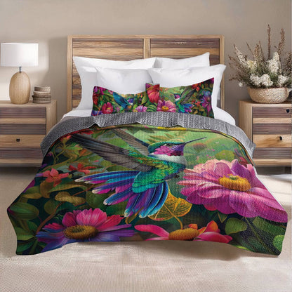 Shineful All Season Quilt 3-Piece Set Floral Hummingbird