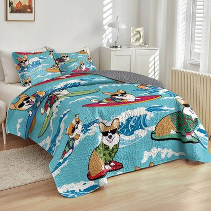 Shineful All Season Quilt 3-Piece Set Corgi Vacation