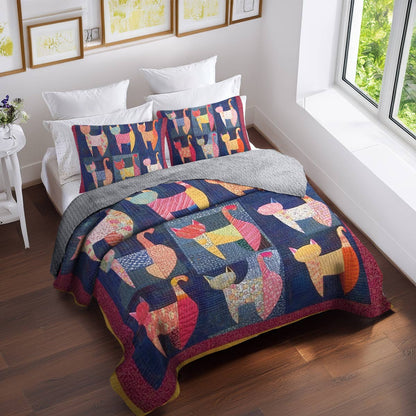 Shineful All Season Quilt 3-Piece Set Fancy Cats