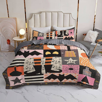 Shineful All Season Quilt 3-Piece Set Halloween Patchwork