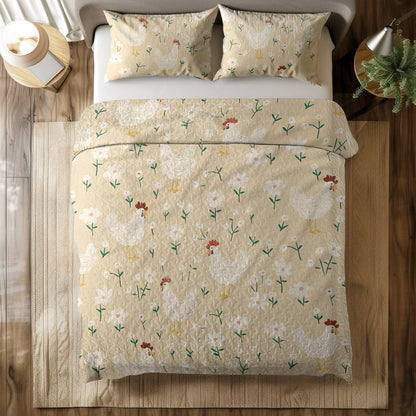 Shineful All Season Quilt 3-Piece Set For Chicken Lovers